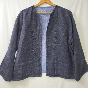 Eileen Fisher 100% Irish Linen Reversible Jacket Women's Size XL Lagenlook‎